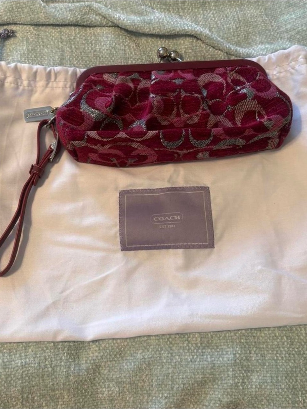 Coach Pink Signature Kisslock Wristlet